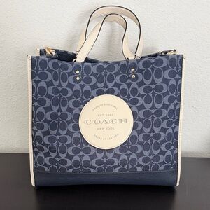 Coach Blue and Cream Signature Tote